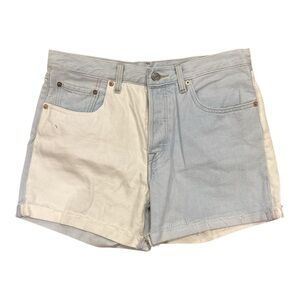 Levi's Two-Tone Light Blue and White Jean Shorts